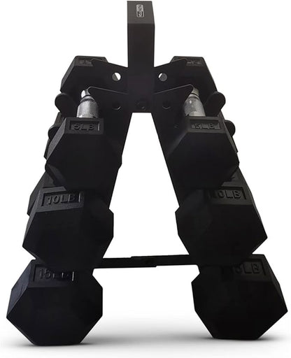 HolaHatha Hexagonal Dumbbell Free Hand Weight Set w/Rack