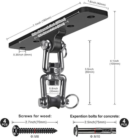 Kipika Heavy Bag Hanger - Heavy Duty Punching Bag Mount Steel Hanger Bracket, Ceiling Wall Mount Wood Beam Hook Holder for Boxing, Kickboxing, and Home Gym Fitness Equipment