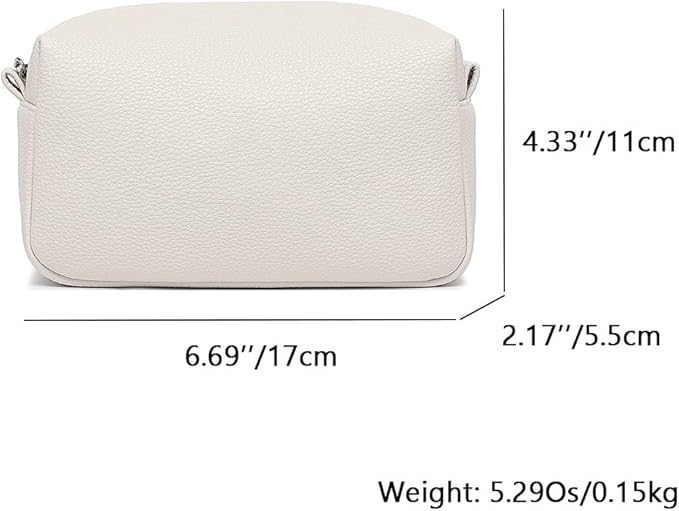 PU leather Organizer Bag Lightweight Cosmetic Bag with Ring Clasp Perfect Travel Makeup Bag for Women (French Oak/PU)