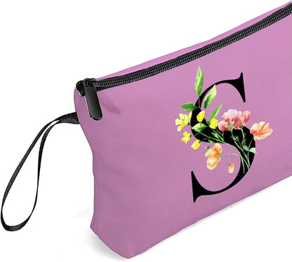 SEAMOON Women Birthday Unique Bride to be Bridal Shower Initial Gifts for Mom Sister Friend Her Teacher Aunt Makeup Cosmetic Bag with Mirror Mothers Day Christmas Graduation S