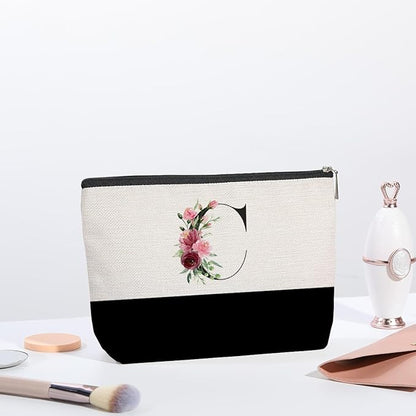 Initial Makeup Bag, Personalized Gifts for Women, Personalized Makeup Bag, Bridesmaid Gifts, Cosmetic bags for Women (Letter C)