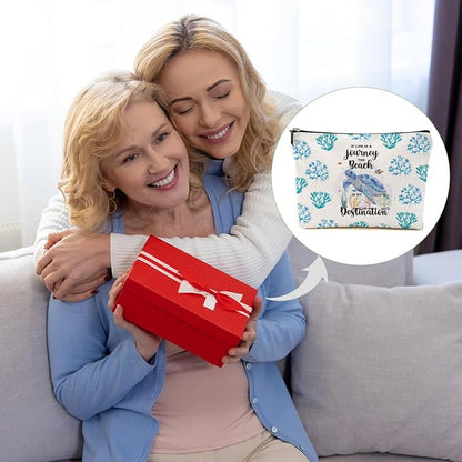 Sea Turtle Makeup Bag Turtle Gifts Cosmetic Bag Sea Turtle Gifts for Women Girls Friend Niece Daughter Sea Turtle Decor Travel Organizer Zipper Pouch Graduation Birthday Friendship Gifts