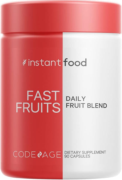 Codeage Instantfood Easy Veggies + Fast Fruits Vitamins Bundle, 30+ Daily Vegetables & Fruits Powders, Whole Food Green, Fruits Multivitamin, Fibers, Vegan Superfood Minerals Supplement - 180 Capsules