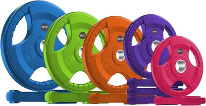SPART 2-Inch Color Rubber Coated Olympic Grip Plate 2.5LB/5LB/10LB/25LB/35LB/45LB, Two