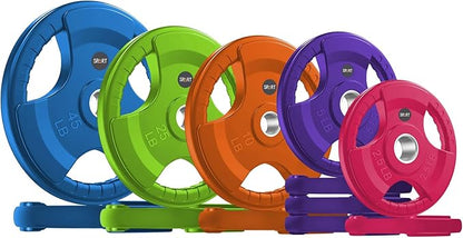 SPART 2-Inch Color Rubber Coated Olympic Grip Plate 2.5LB/5LB/10LB/25LB/35LB/45LB, Two