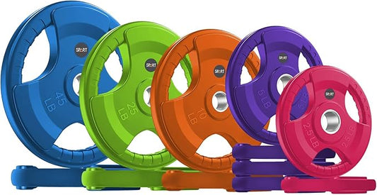 SPART 2-Inch Color Rubber Coated Olympic Grip Plate 2.5LB/5LB/10LB/25LB/35LB/45LB, Two