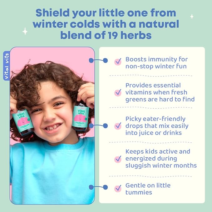 JoySpring Vital Vits - Kids Liquid Multivitamin - 1 fl oz (30 Servings) | Herbal Liquid Vitamins for Kids | Natural Flavor | Toddler Liquid Multivitamin for Kids with Elderberry, Spirulina, and More