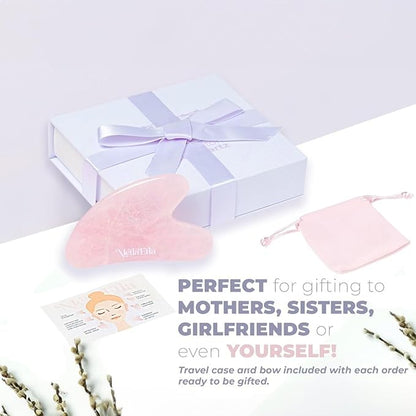 MELLA ELLA BEAUTY- Rose Quartz Gua Sha - Premium Quality Facial Sculpting Tool - Lymphatic Drainage - Anti-Aging - Slimming & Firming - Skincare Tool - Giftable
