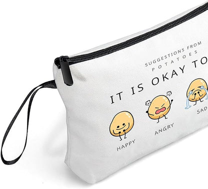 Potato Gifts,Fun Gifts for Women,Sisters, Daughter, Positivity Gifts,Funny Makeup Bag with Mirror, Friend Birthday Gifts for Women,Womens Gifts Unique,Christmas Gifts