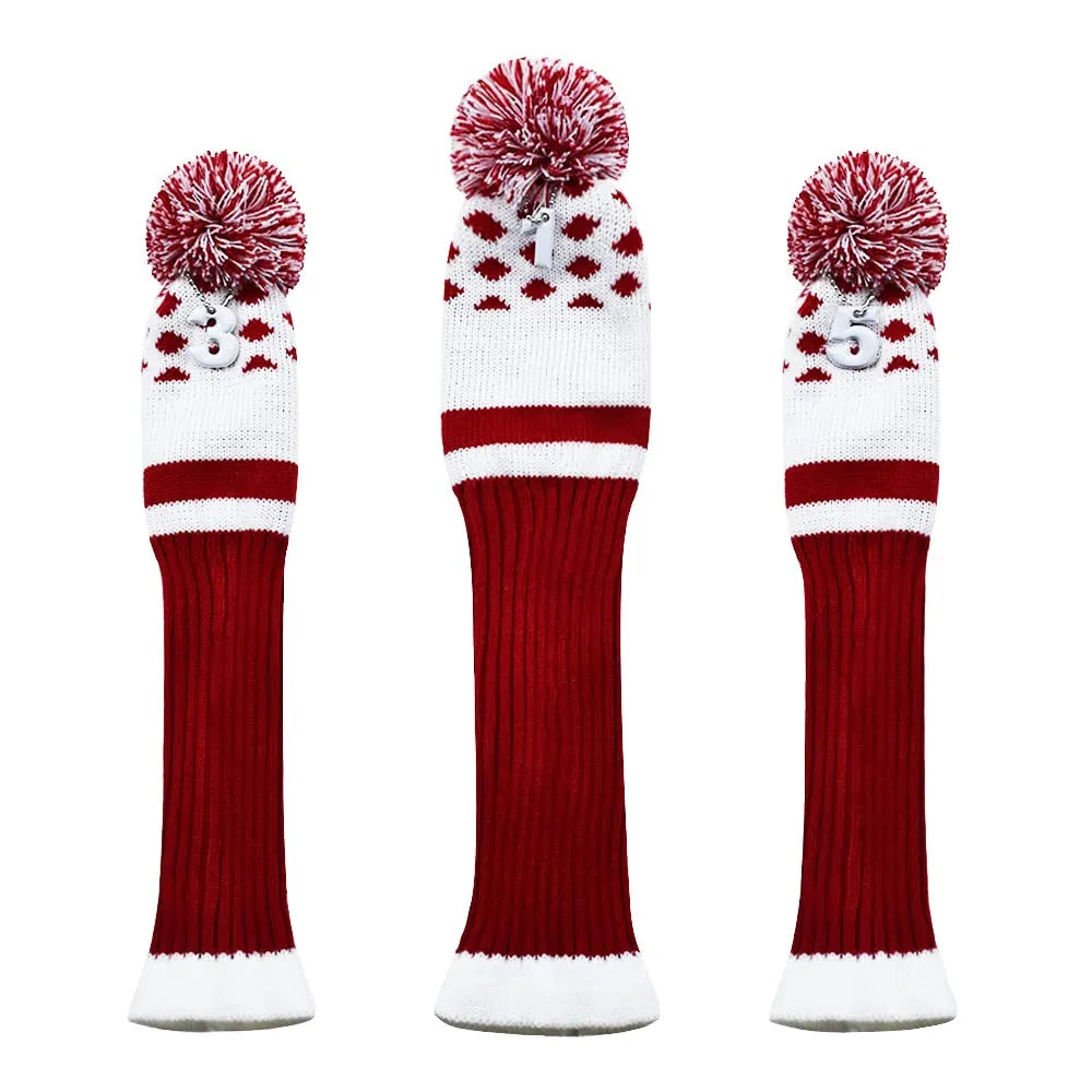 Stripes Knitted Golf Club Head Covers 3 Piece Set 1 3 5 Driver and Fairway HeadCovers Fits 460cc Drivers