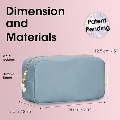 Wandering Nature Makeup Bag for Purse Cosmetic Bags for Women Make Up Organizer Travel Pouch Pencil Case with Slip-in Pockets Vegan Leather,Patent Pending