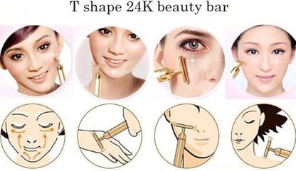 AnHua Beauty Massage 24K Golden Anti-Aging Pulse Skin Care Gold Facial Roller Massage