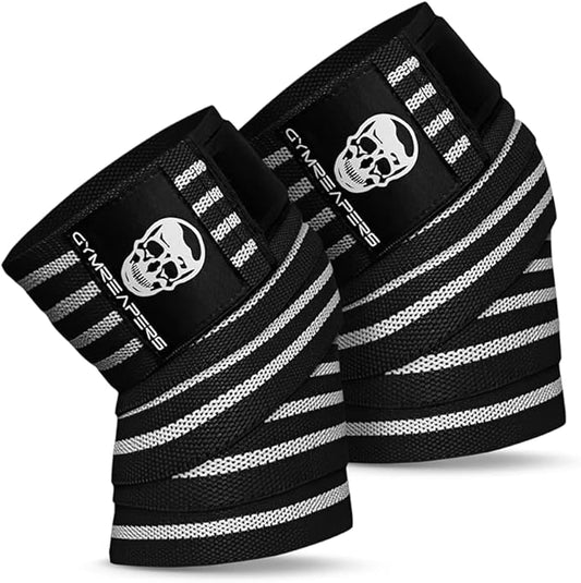 Gymreapers Knee Wraps for Squats and Powerlifting 72 Inch Compression Wraps with Strap for Men & Women Weightlifting Support