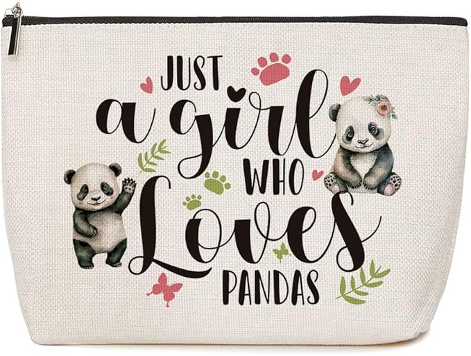 Panda Gifts Just a Girl Who Loves Panda Animal Lovers Gift Christmas Graduation Birthday Gift for Women Girls Friends BFF Besties Panda Lovers Gift Preppy Makeup Bag
