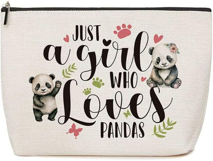 Panda Gifts Just a Girl Who Loves Panda Animal Lovers Gift Christmas Graduation Birthday Gift for Women Girls Friends BFF Besties Panda Lovers Gift Preppy Makeup Bag