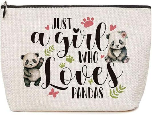 Panda Gifts Just a Girl Who Loves Panda Animal Lovers Gift Christmas Graduation Birthday Gift for Women Girls Friends BFF Besties Panda Lovers Gift Preppy Makeup Bag