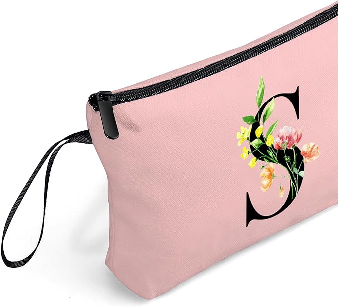 SEAMOON Women Birthday Unique Bride to be Bridal Shower Initial Gifts for Mom Sister Friend Her Teacher Aunt Makeup Cosmetic Bag with Mirror Mothers Day Christmas Graduation S