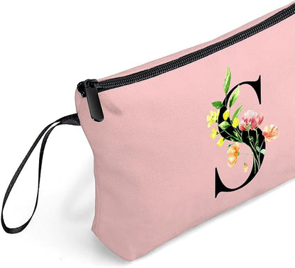 SEAMOON Women Birthday Unique Bride to be Bridal Shower Initial Gifts for Mom Sister Friend Her Teacher Aunt Makeup Cosmetic Bag with Mirror Mothers Day Christmas Graduation S