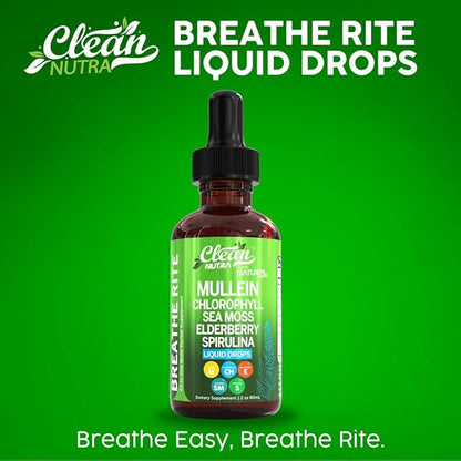 Organic Mullein Liquid Drops With Chlorophyll for Lung Detox Plus Irish Sea Moss, Spirulina, Licorice, Tart Cherry, Lobelia, Motherwort, And Elderberry For Men Women Health Supplement Vitamin