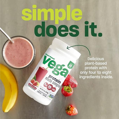 Vega Protein Made Simple Protein Powder, Vanilla - Stevia Free, Vegan, Plant Based, Healthy, Gluten Free, Pea Protein for Women and Men, 9.2 oz (Packaging May Vary) (Pack of 2)
