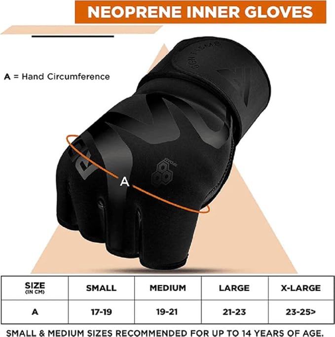 RDX Boxing Inner Gloves Hand Wraps Men Women, Hybrid Design Gym Weight Lifting Workout, 50Cm Long Wrist Support, Neoprene Under Mitts, MMA Muay Thai Martial Arts Training, Kickboxing Punching