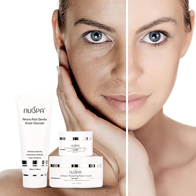 Skin Care Sets Overnight Nourishing Face Cream, Under Eye Cream, Face Wash Collagen Moisturizer with Hyaluronic Acid, Amino Acid, Vitamin E Hydrating for Dry Skin with Gift Tote Bag for Women ,Men