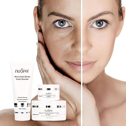 Skin Care Sets Overnight Nourishing Face Cream, Under Eye Cream, Face Wash Collagen Moisturizer with Hyaluronic Acid, Amino Acid, Vitamin E Hydrating for Dry Skin with Gift Tote Bag for Women ,Men
