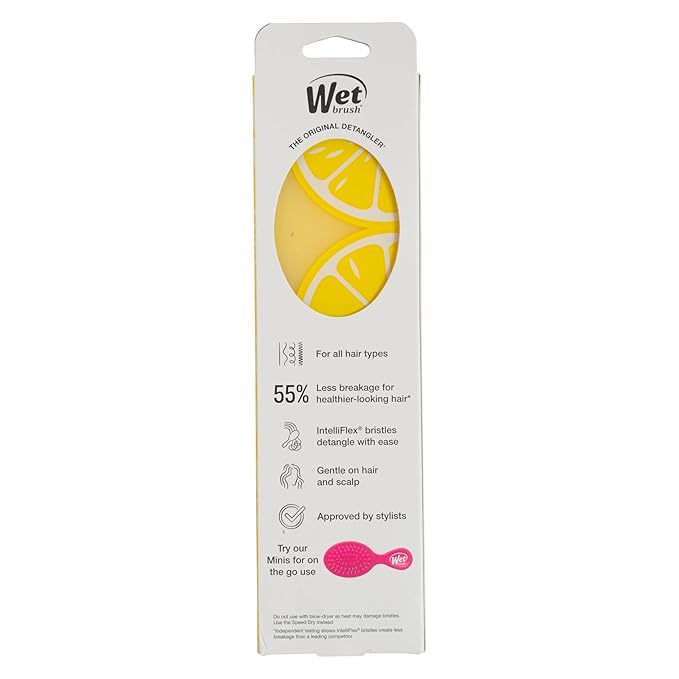 Wet Brush Original Detangler, Lemon (Tutti Fruitti), Ultra-Soft IntelliFlex Bristles Glide Through Tangles, Detangling Hair Brush, All Hair Types (Wet & Dry), Women & Men, Limited Edition