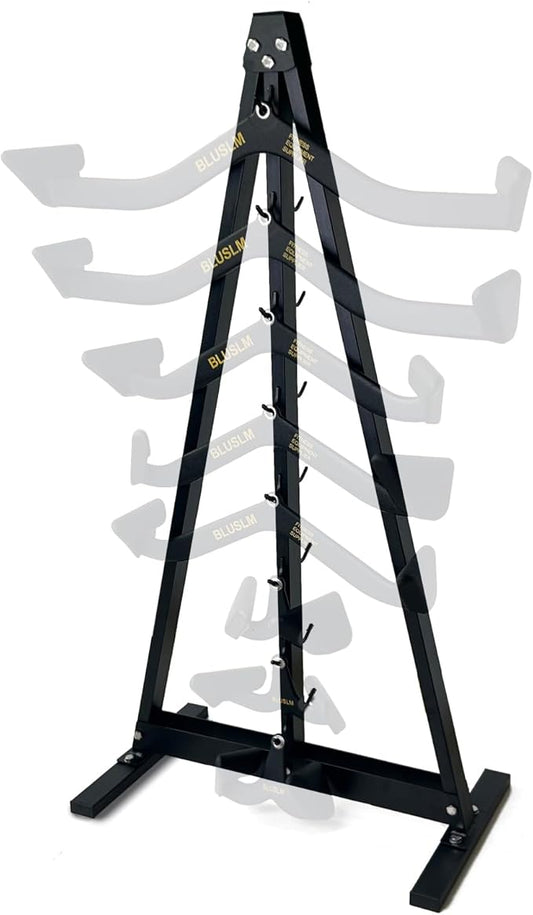 Gym Fitness LAT Pull Down Bar Storage Rack for Mag Grip - Heavy Duty A-Frame Stand for LAT Pulldown Attachments