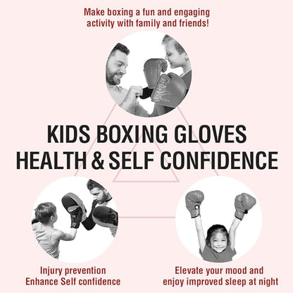 MERCIEL Boxing Gloves and Mitts Set Lightweight Kids Boxing Gloves & Adult Punching Mitts, Includes Storage Bag, One Size Fits Most