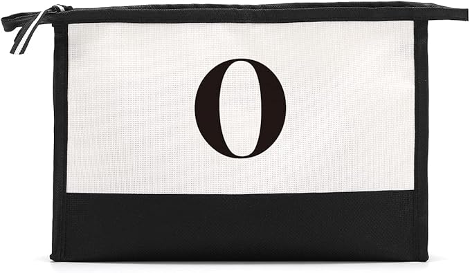 Monogrammed for Women Initial bridesmaid gifts, Personalized monogram Monogram Cosmetic Bag,Travel Makeup Bag Suitable for Wedding weekend Beach Gift for Women Teachers Friends.Pure letters O
