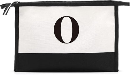 Monogrammed for Women Initial bridesmaid gifts, Personalized monogram Monogram Cosmetic Bag,Travel Makeup Bag Suitable for Wedding weekend Beach Gift for Women Teachers Friends.Pure letters O