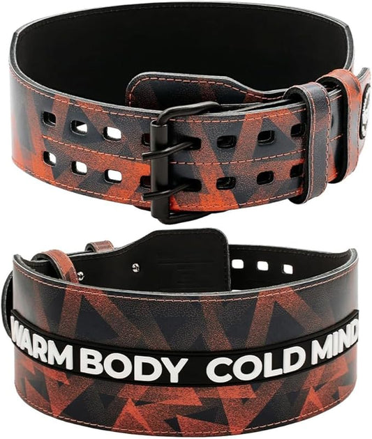 WARM BODY COLD MIND Leather Weight Lifting Belt 4" Adjustable