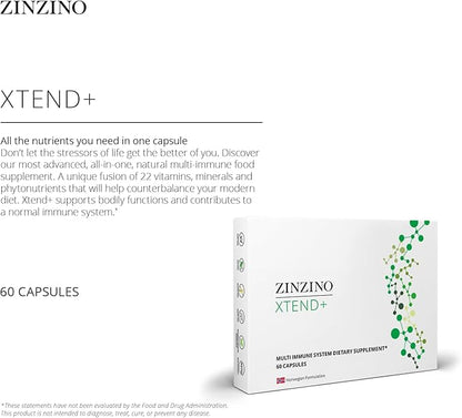 Xtend Plus Multi Immune Food Supplement with Essential Vitamins, Mineral & Vitamin C for Immune Support | No Synthetic | Increased Energy & Focus | Perfect for Men & Women (60 Capsules)