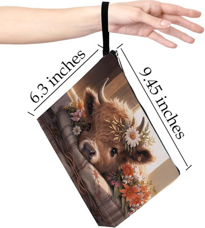 Western Makeup Bag Cow Stuff Country Stuff Cow Gifts Western Gifts for Women Country Girls Cowgirl Gifts Cute Cosmetic Bag Zipper Pouch Western Stuff Floral Travel Bag Graduation Birthday Gifts