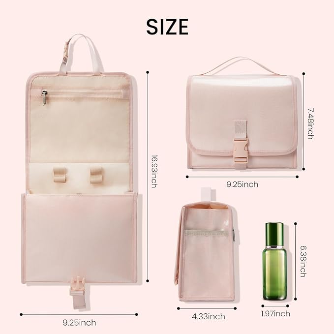 Travel Toiletry Bag for Women Portable Waterproof Cosmetic Makeup Bag Organizer for Container Toiletries (pink)