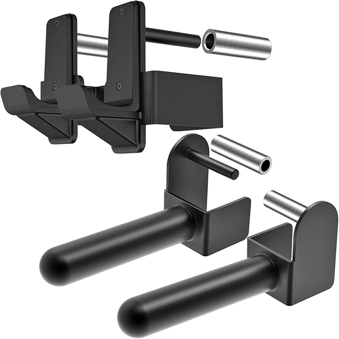 Kipika J-Hooks and Weight Plate Holder Set for 2" x 2" and 3" x 3" Power Rack - Squat Rack Attachments for Strength Training and Weight Storage - Fit Standard 1-inch and Olympic 2-inch weight plates