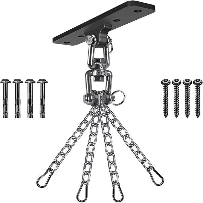 Dolibest Heavy Bag Hanger,Wall Ceiling Mount Hook 360° Rotation Wood Beam Holder Body Weight Strength Training Systems, Aerial Yoga Swing & Hammock, Resistance Band for Wooden Sets(600 LB Capacity)