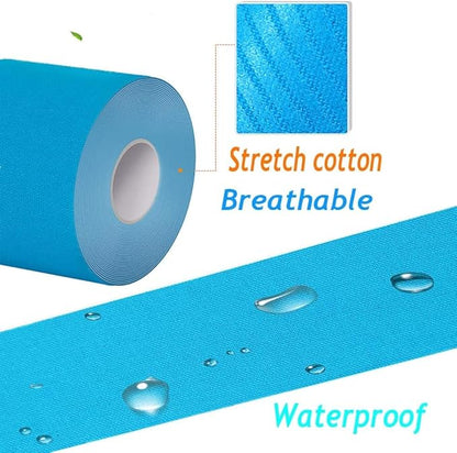OBTANIM 2 Rolls Waterproof Breathable Kinesiology Tape, Athletic Elastic Kneepad Muscle Pain Relief Knee Taping for Gym Fitness Running Tennis Swimming (Skin)