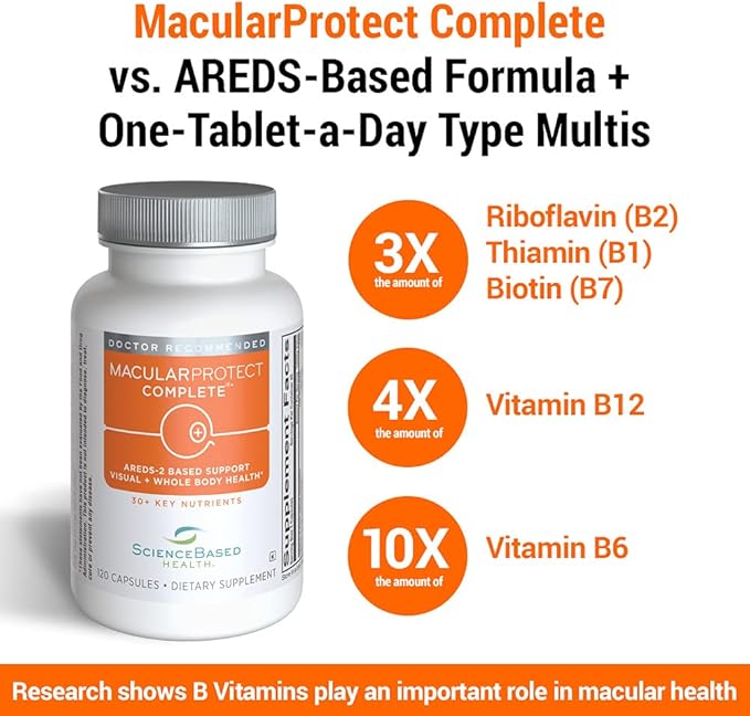 MacularProtect Complete All-in-One AREDS 2 Vitamin & Mineral Supplement and Whole Body Multinutrient - 30+ Key Nutrients Protects Macular and Whole Body Health -120 Capsules