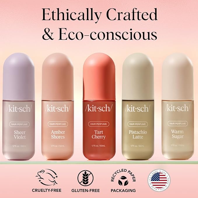 Kitsch Tart Cherry Hair Perfume For Women - Clean, Deodorizing, and Patented Odor-Eliminating Technology, Body Mist - Freshen Hair, Body & Pillows - Black Cherry, Raspberry, Jasmine, Sandalwood - 50ml