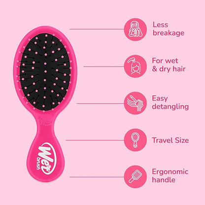 Wet Brush Squirt Detangling Brush, 3 Ct, Pink, Purple & Blue, Mini Detangler, No Tangle Ultra-Soft IntelliFlex Bristles, Wet & Dry Styling Hairbrush for Women & Men, All Hair Types