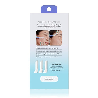 Billie - Dermaplane Starter Kit - Reusable Handle + 3 Refill Blades - Remove Facial Hair + Perfectly Shape Brows - Dermatologist-Approved - WaterPark