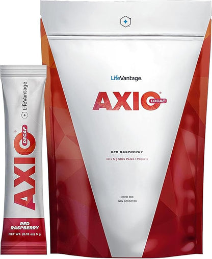 AXIO Regular Energy Drink Powder, Red Raspberry, 30 Packets, Instant Energy Powder, Energy Supplement in a Drink Mix, w/B Vitamins, DMAE, L-Theanine, Quercetin, Green Tea & Pine Bark Extract