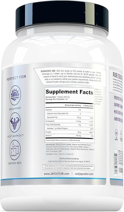 Cutler Nutrition Total ISO Whey Isolate Protein Powder: Best Tasting Whey Protein Shake, 100% Whey Protein Isolate, Perfect Post Workout Protein Powder Mix, Marshmallow Rice Cereal, 2 Pounds