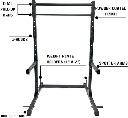 HulkFit Multi-Functional Adjustable Pro Series Squat Stand Squat 2 Pull