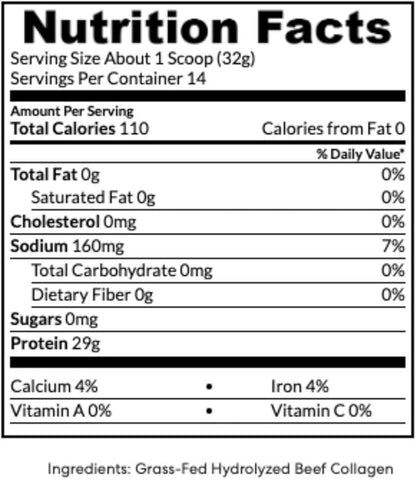 True Nutrition - Hydrolyzed Collagen Powder from Grass Fed Beef - Paleo Friendly, Gluten Free, Soy Free, Dairy Free, Non-GMO, Grass Fed Collagen Peptides Powder - Unflavored - 1LB