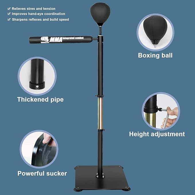 INNOLIFE Boxing Bar Heavy Duty Punching Speed Reflex Skills Training Free Standing Adjustable Height