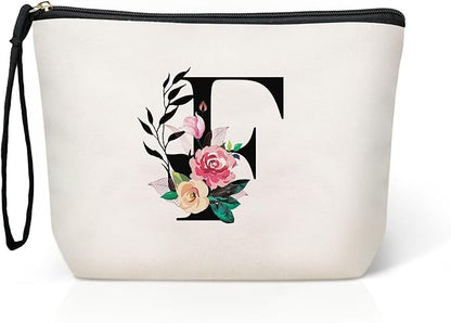 TOPEAST Birthday Gifts for Women Mom - A-Z Personalized Makeup Bag, Monogrammed Bridesmaid Gifts for Women Friends Teachers, Travel Toiletry Makeup Organizer Zipper Pouch (Letter F)