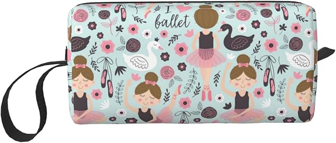 YISHOW Adorable Ballet dancer Makeup Bag Adorable Travel Cosmetic Toiletry Organizer Case for Women